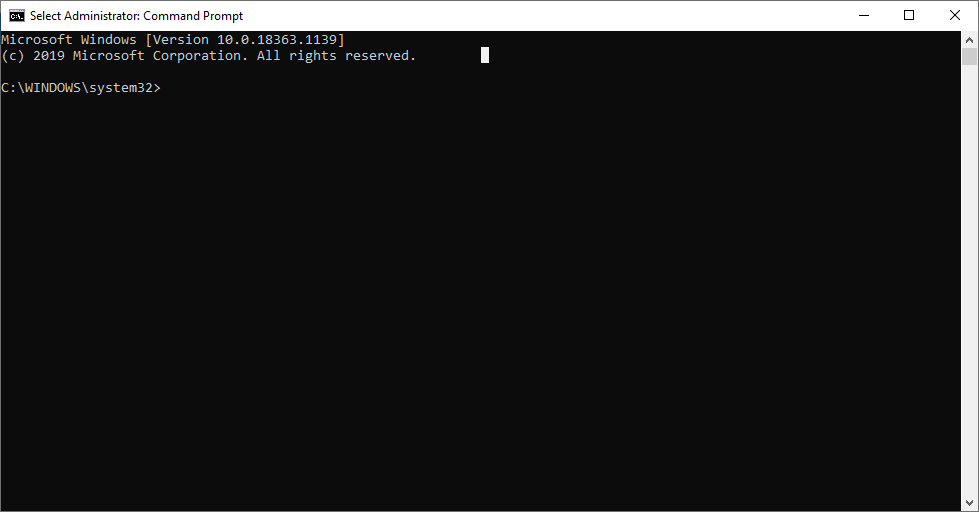 Command Prompt in Admin mode